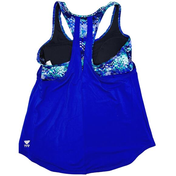 TYR DuraFast Lite Emerald Lake 2n1 Tankini Top Velvet Turquoise Large 10/12 $50 - Picture 3 of 10